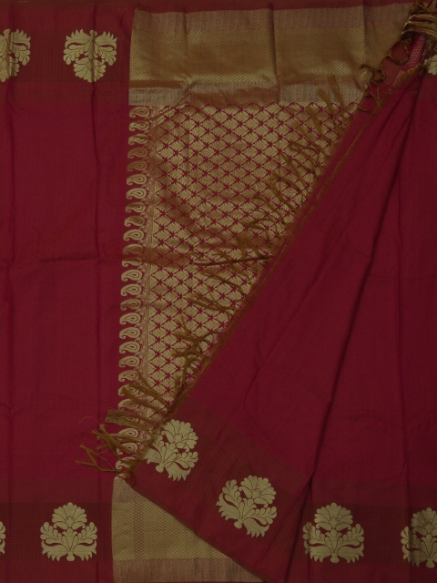 

Pothys Red & Gold Solid Art Silk Saree