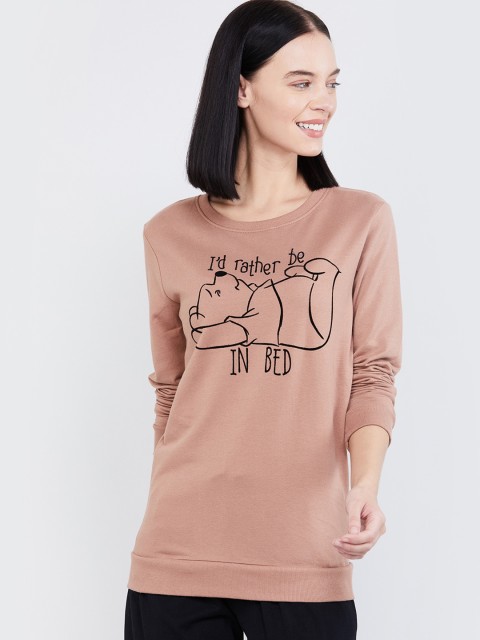 

max Women Peach-Coloured Printed Sweatshirt