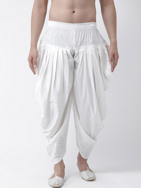 

I Know Men White Solid Dupion Silk Dhoti Pants