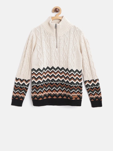 

Cherry Crumble Kids Beige Self Design Pullover Sweater