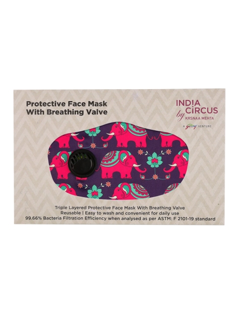 

India Circus by Krsnaa Mehta Violet & Pink Printed Reusable 3-Ply Outdoor Masks