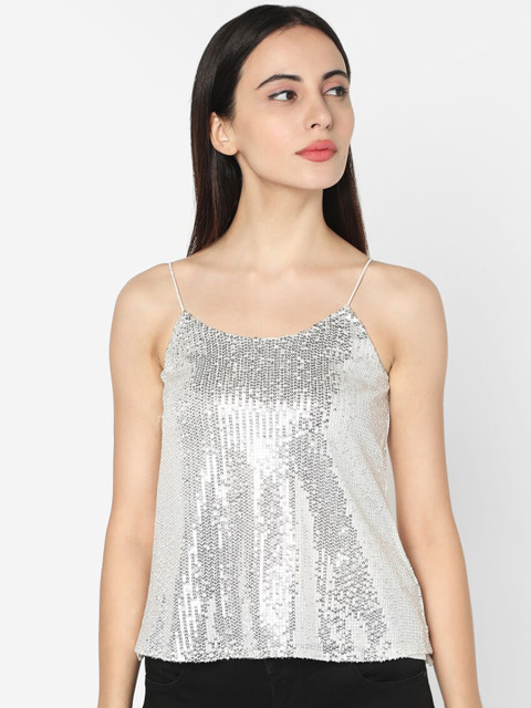 

Deal Jeans Women Silver Embellished A-Line Top