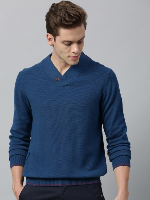 

RARE RABBIT Men Navy Blue Solid Pullover Sweater