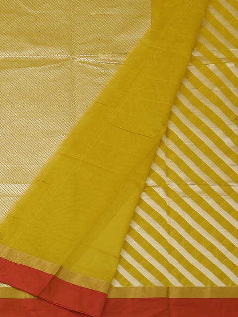 

Pothys Mustard Yellow & Silver Striped Saree