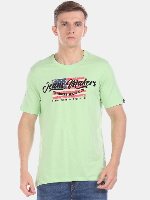 

Cherokee Men Green & Black Printed Round Neck T-shirt