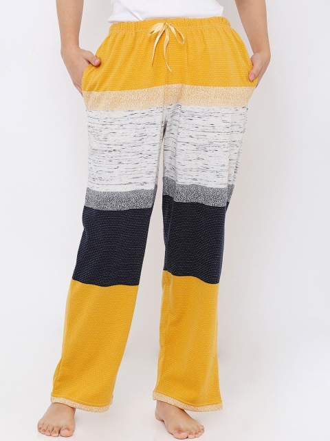 

Heart 2 Heart Women Yellow & White Printed Lounge Pants