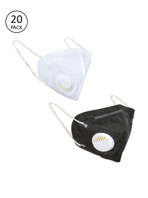 

OOMPH Unisex 20 Pcs Anti-Pollution 5-Layer Reusable Valved KN95 Masks, White