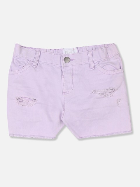 

The Childrens Place Girls Lavender Solid Regular Fit Regular Shorts