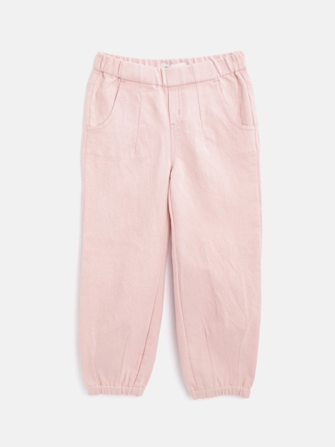 

Cherry Crumble Girls Peach-Coloured Regular Fit Solid Joggers