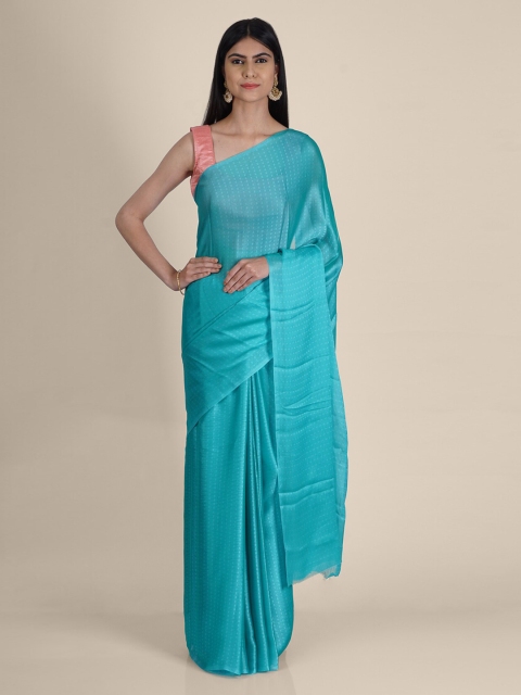 

Hastakala Blue Solid Poly Crepe Saree