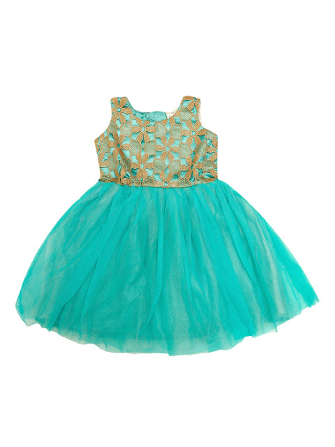 

Doodle Girls Green Self Design Fit and Flare Dress