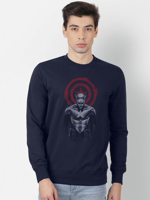 

Free Authority Captain America Print Navy Sweatshirt for Men, Navy blue