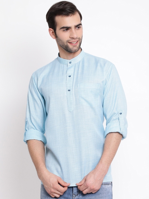 

VASTRAMAY Men Blue Woven Design Straight Kurta