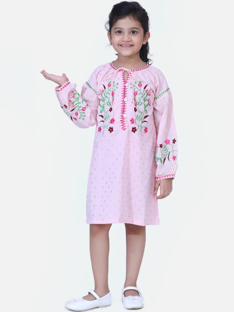 

Fairies Forever Girls Pink Embroidered A-Line Dress
