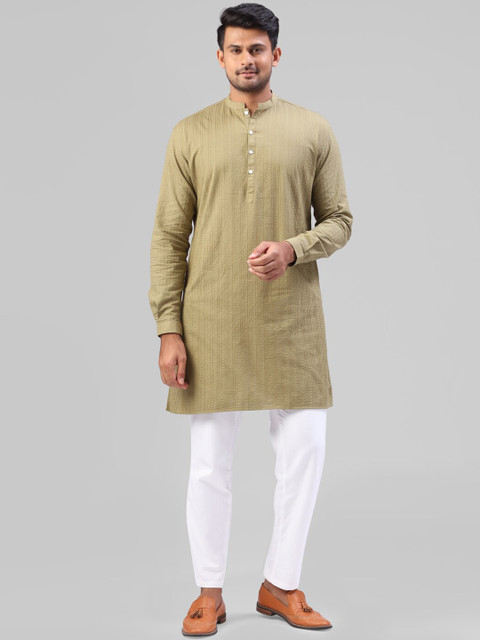 

Raymond Men Olive Green Solid Straight Kurta