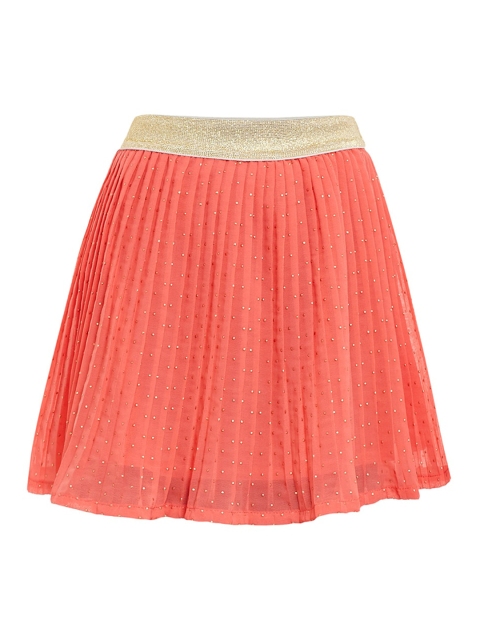 

Miyo Girls Orange & Gold-Coloured Accordian Pleated Embellished Flared Skirt