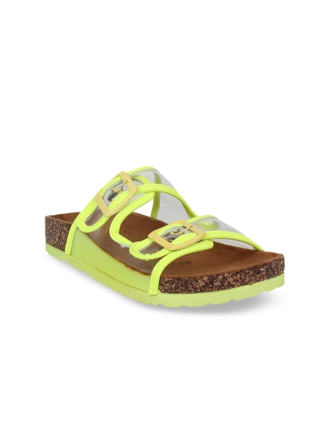 

STEPpings Women Fluorescent Green Solid Sliders