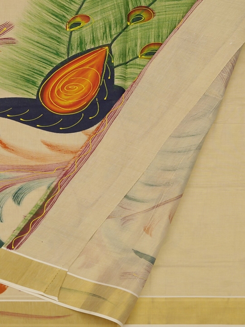 

Pothys Beige & Black Pure Cotton Printed Saree