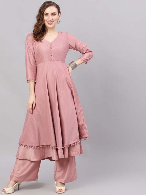 

AKS Couture Women Pink Solid Kurta with Palazzos