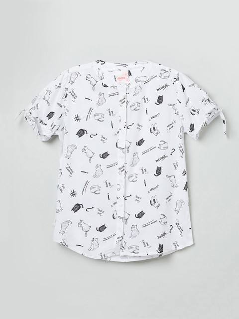 

max Girls White Printed Top