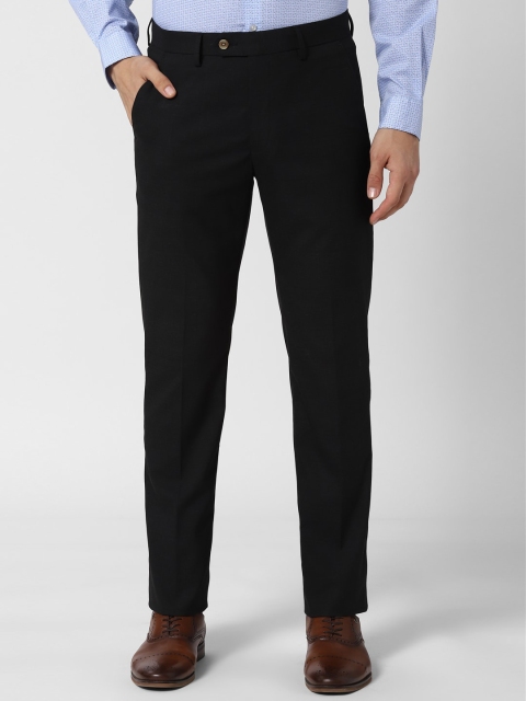 

Peter England Men Black Slim Fit Checked Formal Trousers