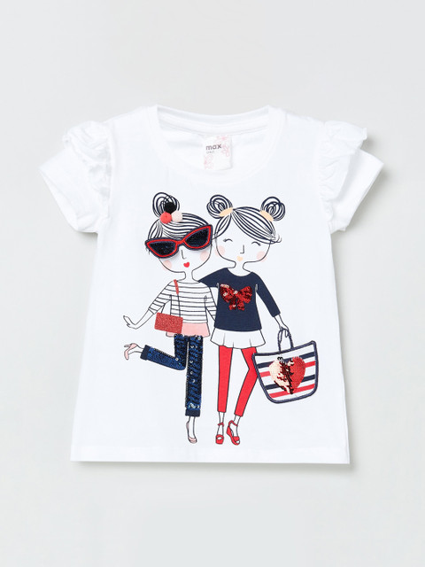 

max Girls Off-White Printed Top