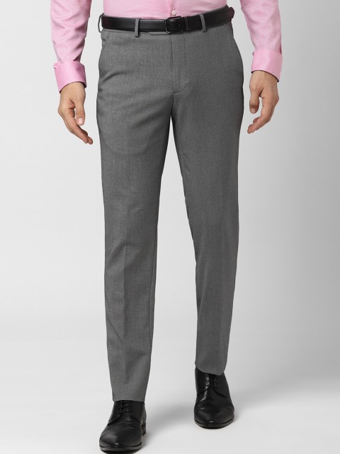 

Peter England Men Grey Slim Fit Solid Formal Trousers