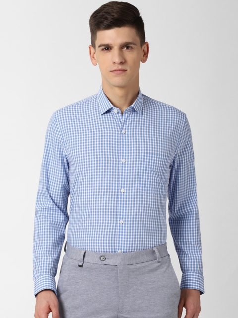 

Peter England Elite Men Blue Regular Fit Checked Formal Shirt
