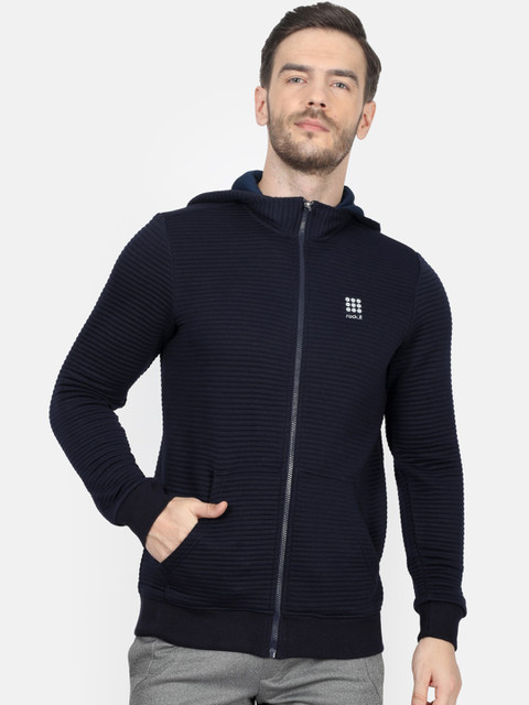 

rock.it Men Navy Blue Solid Hooded Sweatshirt