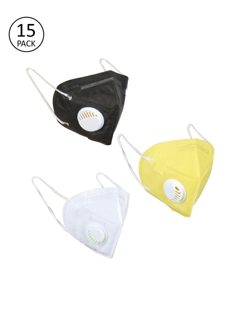 

OOMPH Unisex 15 Pcs Anti-Pollution 5-Layer Reusable Valved KN95 Masks, White