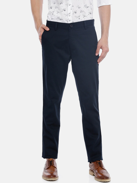 

ARISER Men Navy Blue Slim Fit Solid Formal Trousers