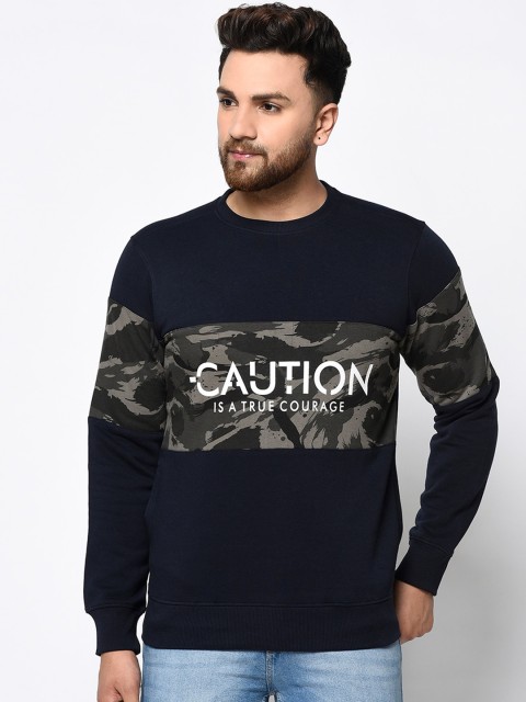 

98 Degree North Men Navy Blue Printed Sweatshirt