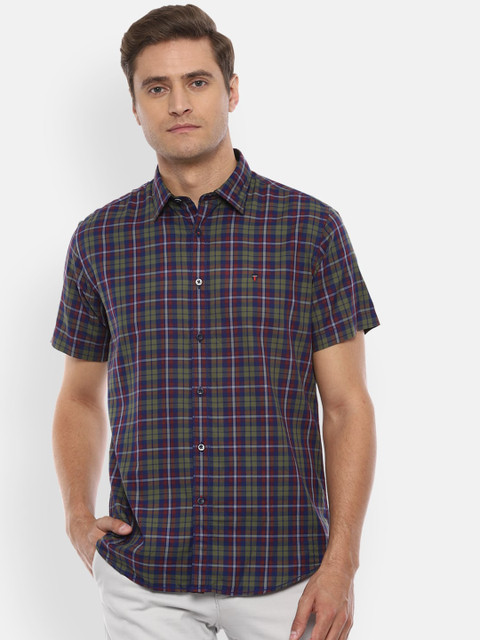 

Louis Philippe Sport Men Green & Red Slim Fit Checked Casual Shirt