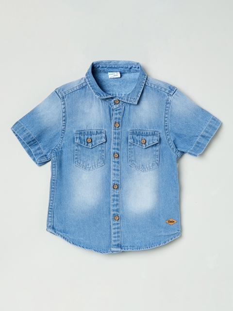 

max Boys Blue Regular Fit Faded Casual Shirt