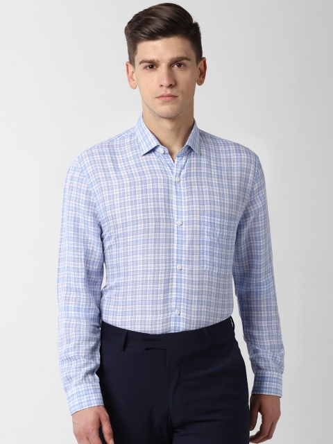 

Peter England Elite Men Blue Regular Fit Checked Formal Shirt