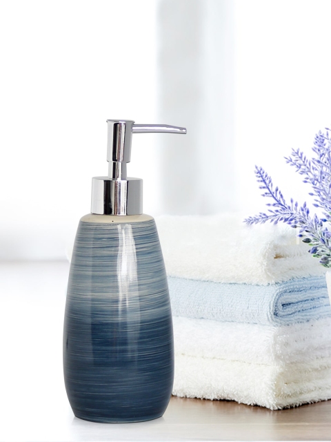 

Shresmo Grey and Blue Striped Polyresin Liquid Soap Dispenser