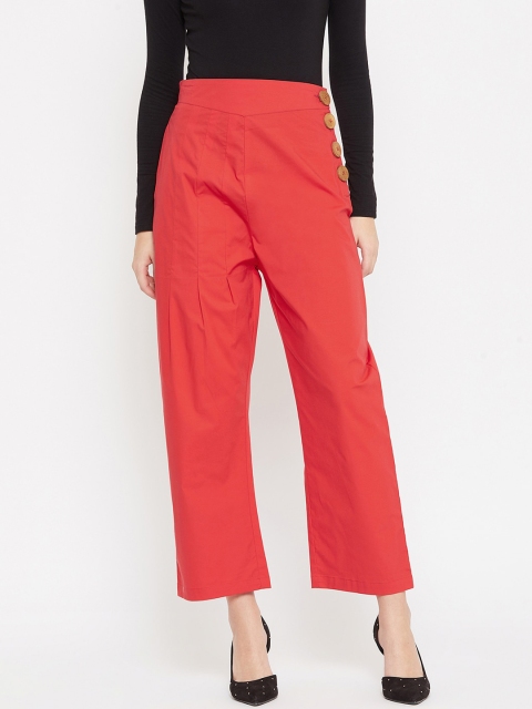 

HERS Women Orange Solid Parallel Trousers