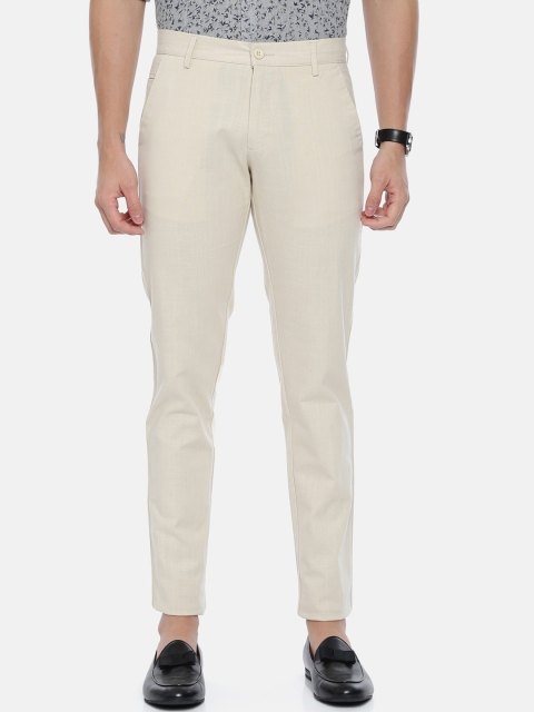 

ARISER Men Off-White Slim Fit Solid Chinos