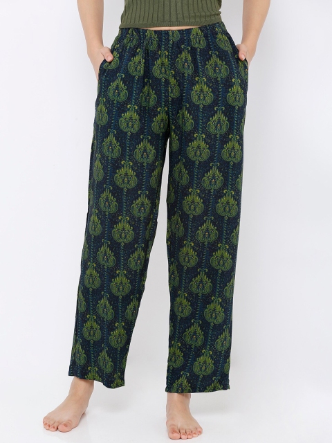 

Heart 2 Heart Women Navy Blue & Green Printed Lounge Pant