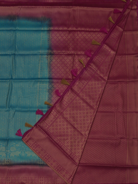 

Pothys Blue & Maroon Jute Silk Woven Design Saree