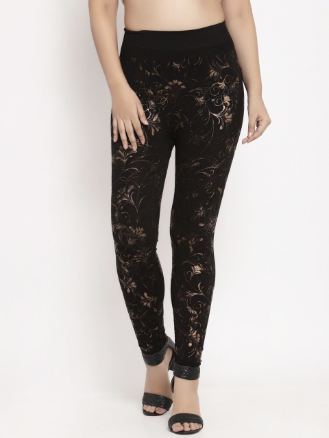 

KLOTTHE Women Black & Bronze Printed Jeggings