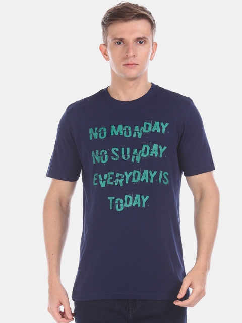 

Colt Men Navy Blue Printed Round Neck T-shirt