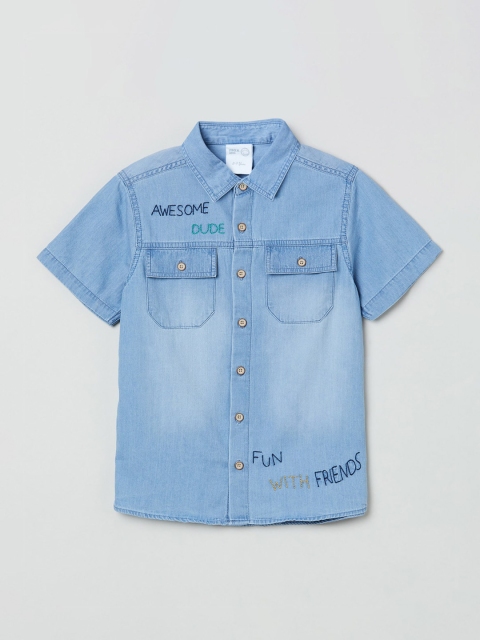 

max Boys Blue Regular Fit Solid Casual Shirt