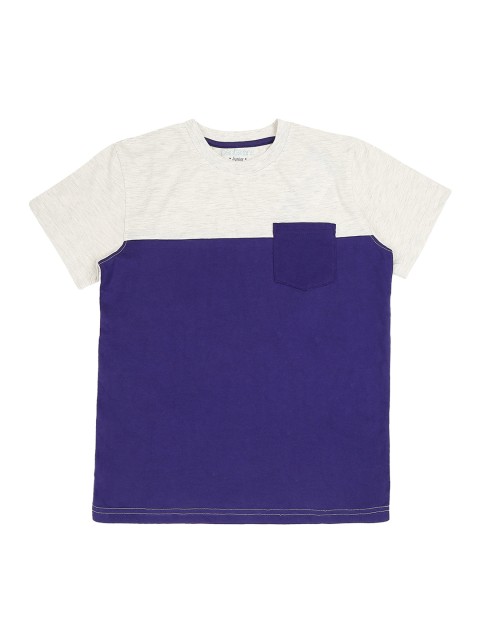

Pantaloons Junior Boys Blue & White Colourblocked Round Neck T-shirt