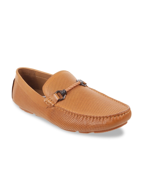 

DAVINCHI Men Tan Brown Leather Loafers