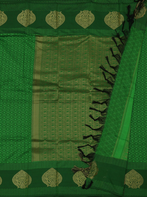 

Pothys Green & Gold-Toned Art Silk Checked Saree