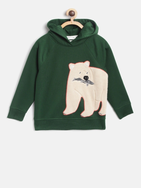 

Cherry Crumble Unisex Kids Olive Green Embroidered Hooded Sweatshirt