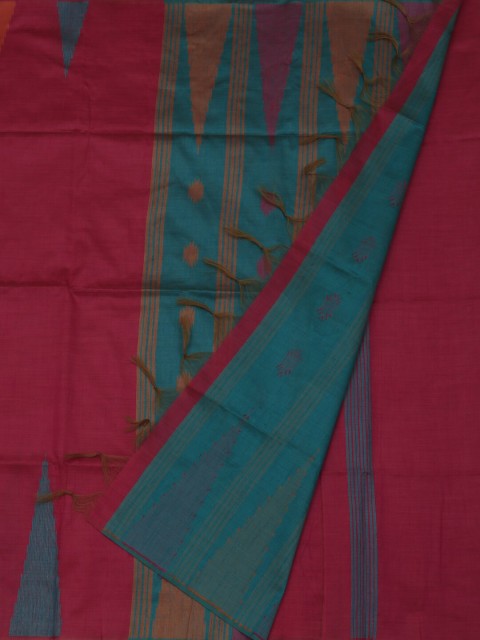 

Pothys Pink & Blue Jute Silk Woven Design Saree