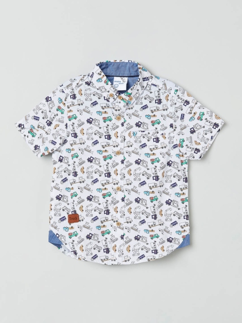 

max Boys White Regular Fit Printed Casual Shirt