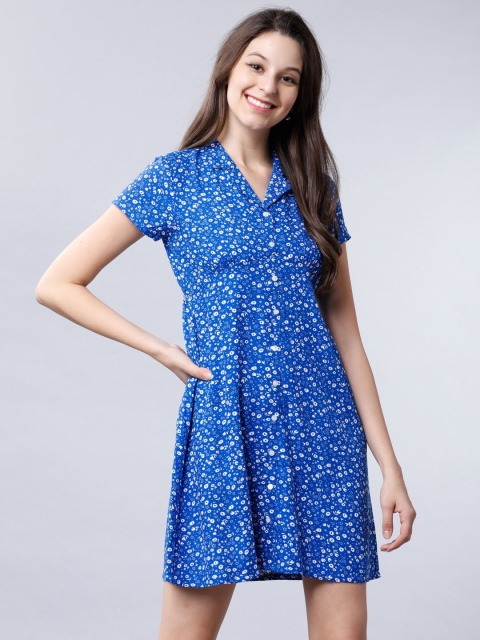 

Tokyo Talkies Women Blue Printed Shirt Dress